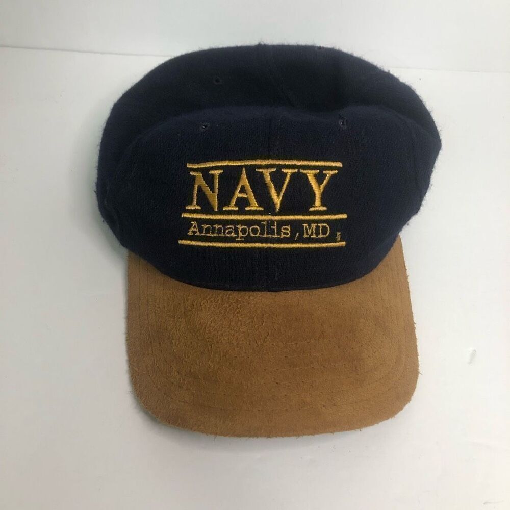 vintage‎ navy annapolis maryland suede bill hat cap league collegiate wear adult
